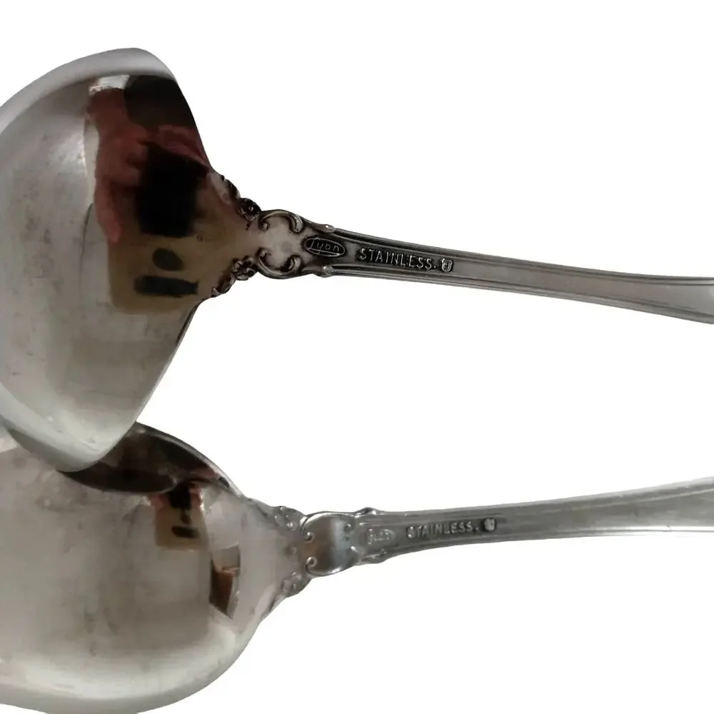 Vintage Lyons Queen Fancy Serving Spoon and Gravy Ladle Stainless Steele 1970s